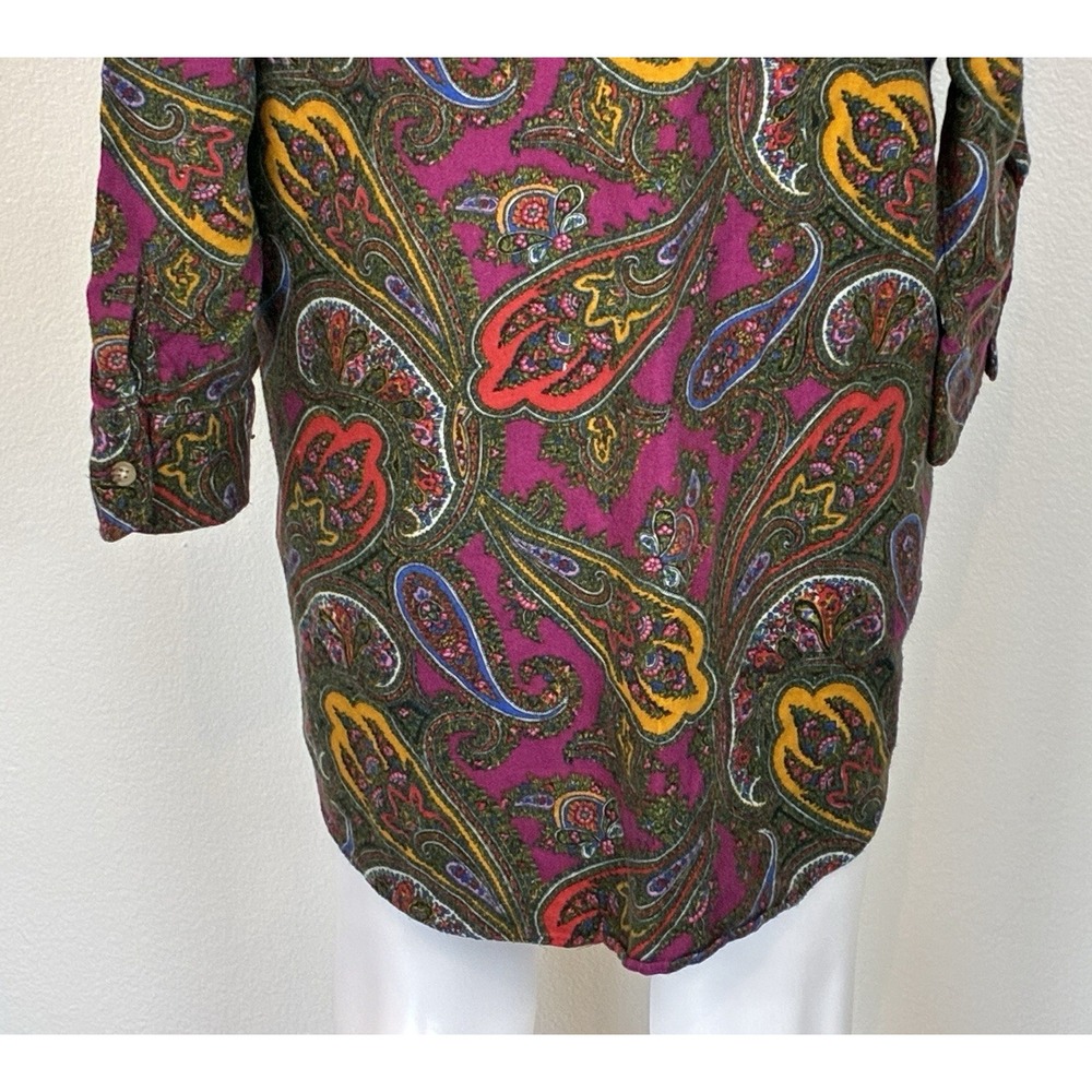 Ralph Lauren Cotton Flannel Pjs Night Shirt Pink Paisley Sleepshirt Nightie L - Picture 10 of 16